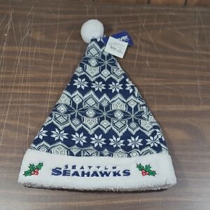 NFL Seattle Seahawks Blue and White Holiday Santa Hat